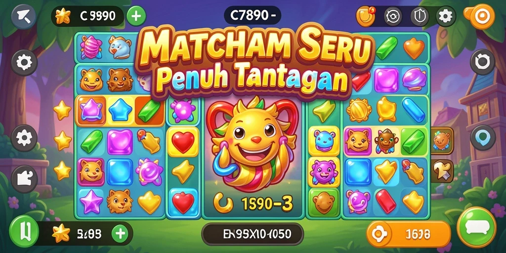 Screenshot gameplay menampilkan kombinasi permata yang memukau.