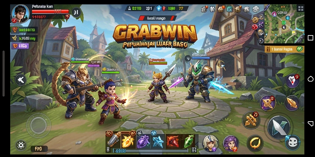 Tampilan gameplay GRABWIN yang epik dan mendebarkan.
