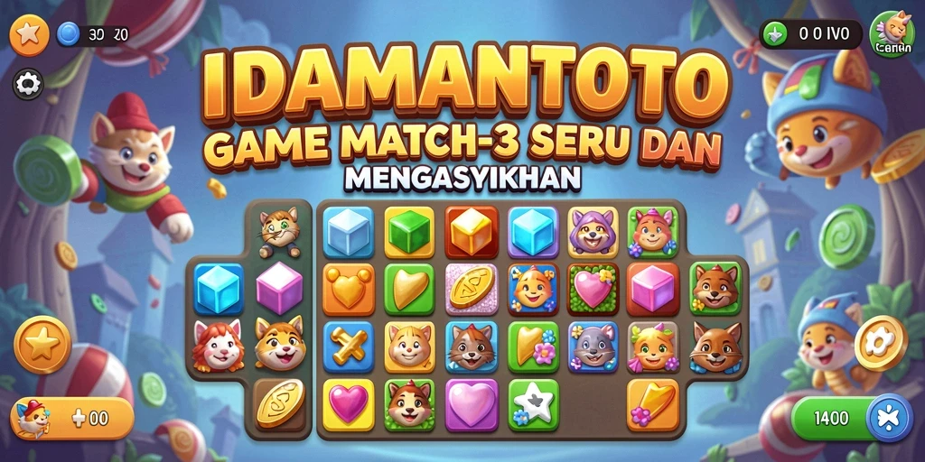 Screenshot gameplay IDAMANTOTO yang menunjukkan keseruan Match-3.