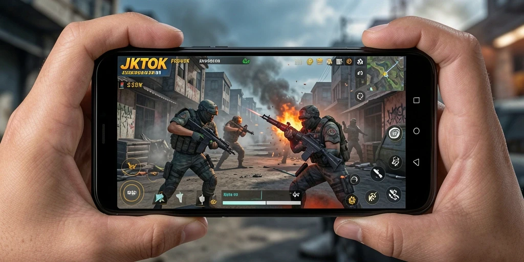 Screenshot gameplay JKTOK yang menampilkan aksi pertarungan intens.