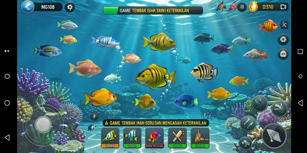 Gameplay seru MG108 dengan aksi Tembak Ikan yang mendebarkan.
