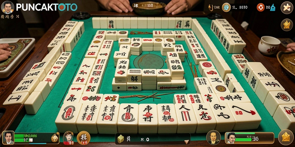 Tampilan gameplay PUNCAKTOTO yang menantang dengan ubin Mahjong.