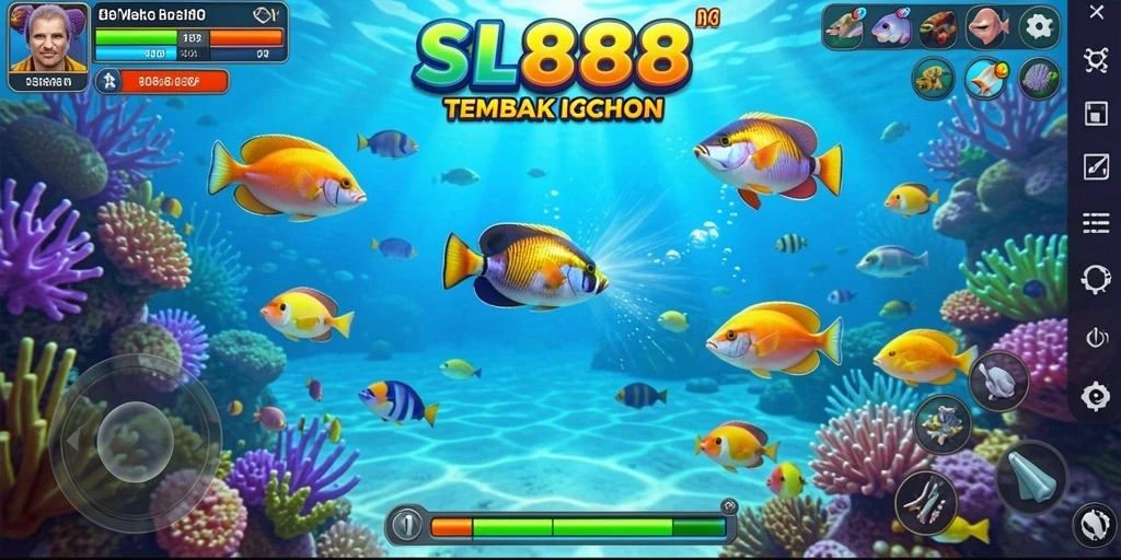 Tampilan gameplay seru dalam SL888 saat menangkap ikan.